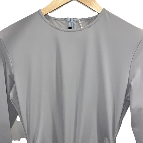 ALEX PERRY Presley dress midi grey silver 14 ruched stretch knit formal NWT NEW - Picture 7 of 15